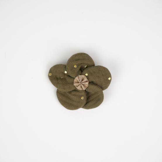 Flower petal hair slide small  gaze pois or kaki