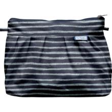 Pleated clutch bag striped silver dark blue