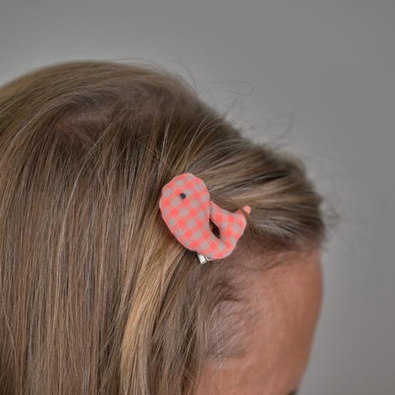 Whale clip neon orange gingham