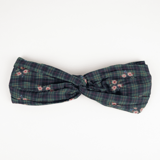 crossed headband tartan fleuri
