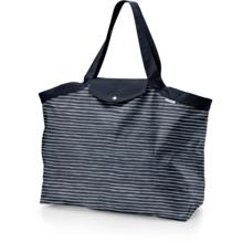 Tote bag with a zip striped silver dark blue