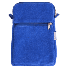 Quilted phone pocket navy blue terry towelling