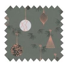 Cotton fabric ex2348 grey green copper christmas balls