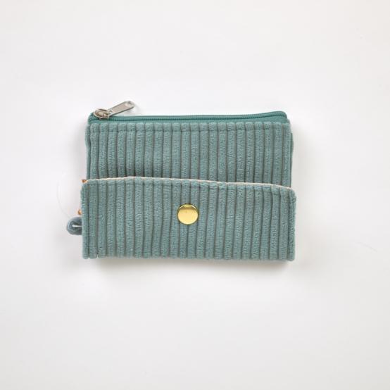 Zipper pouch card purse lichen corduroy