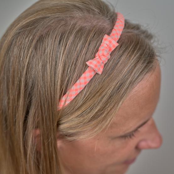 Thin headband neon orange gingham