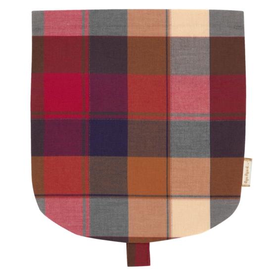 Flap of small shoulder bag ruby lurex tartan