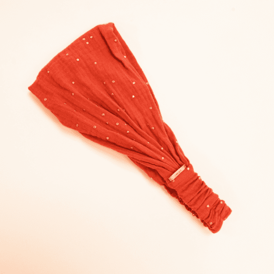 Headscarf headband- child size marsala gold double gauze