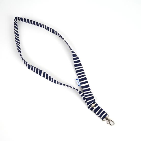 Lanyard necklace striped  ivory navy