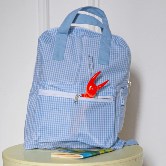 Gaby small backpack sky blue gingham
