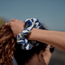 Scrunchie jacquard bleu