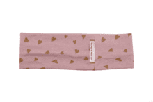 Stretch jersey headband  caramel heart pink