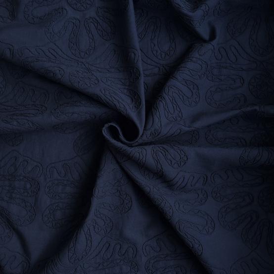 Cotton fabric ex2618 navy embroidery