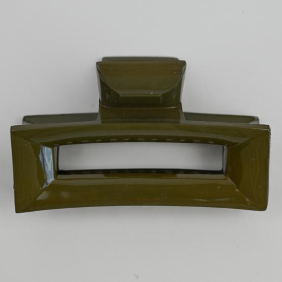Large Rectangular Hair Clip lacquered khaki