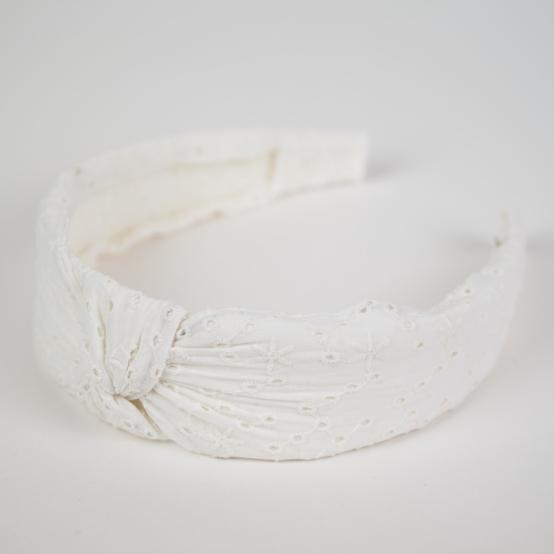 Large Crossed Headband starry white english embroidery 