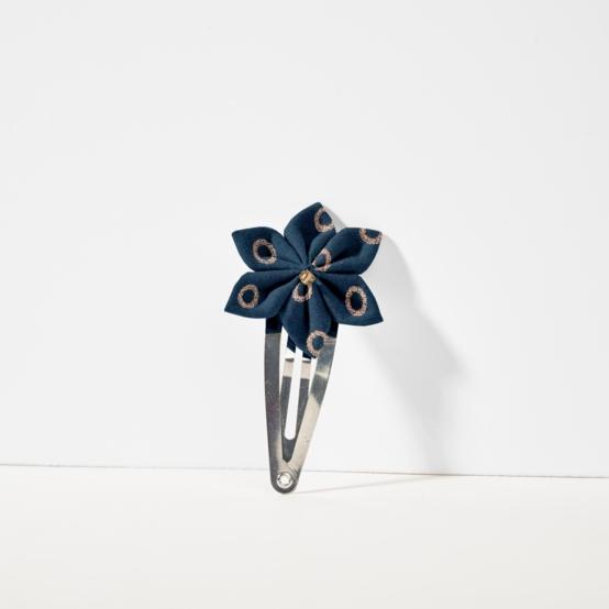 Star flower hairclip bulle bronze marine