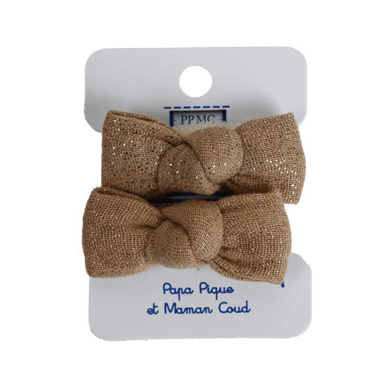 Small Elastics bows gaze pailletée camel