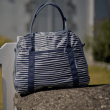 Bowling bag  striped  ivory navy