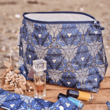 Cosmetic bag with flap ethnique