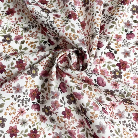 Cotton fabric ex2662 aubergine floral watercolor