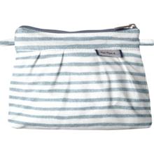 Mini Pleated clutch bag striped blue gray glitter