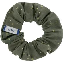 Small scrunchie gaze pois or kaki