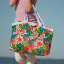 Pleated tote bag - Medium size fleurs des iles