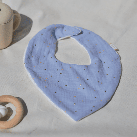 bandana bib gaze pois or bleu baltique