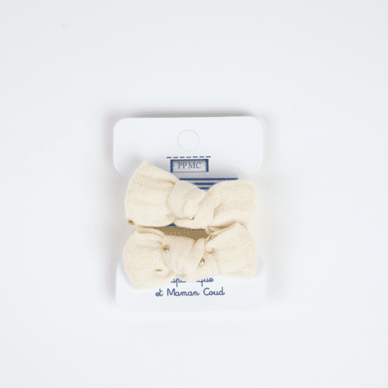 Small elastic bows gaze pois or écru