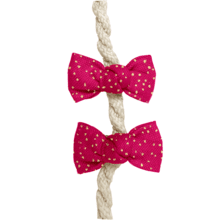 Small bows hair clips fuchsia pailleté