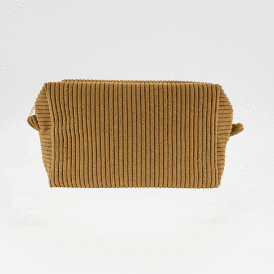 Rectangular toiletry bag brown large corduroy