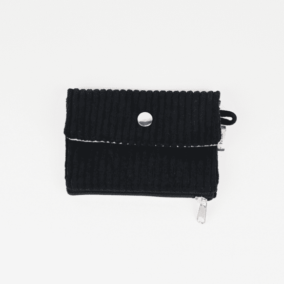 Mini coin purse pouch black large corduroy