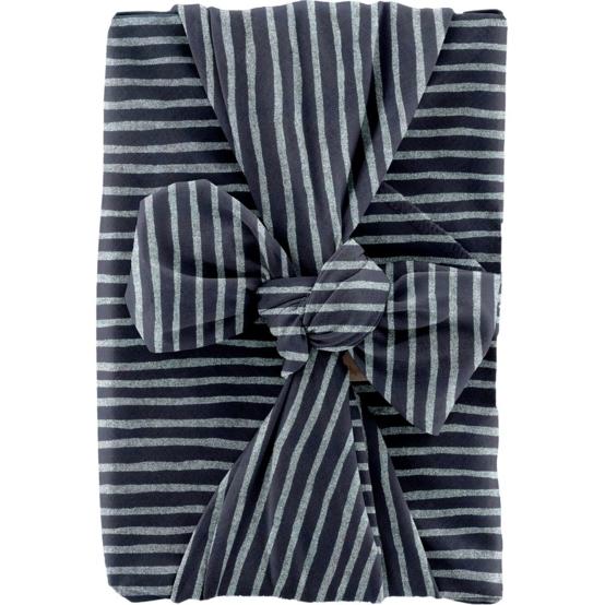 Furoshiki tall 73 x 73 striped silver dark blue