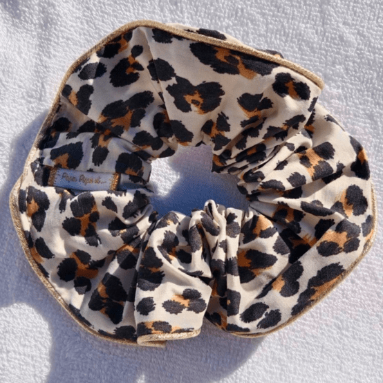 Large Piping Scrunchie leopard