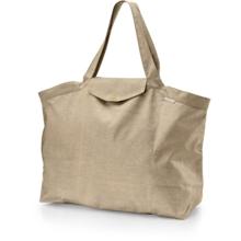 Tote bag with a zip golden linen