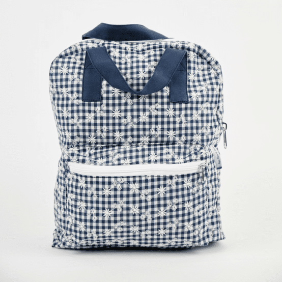 Gaby small backpack navy embroidered gingham