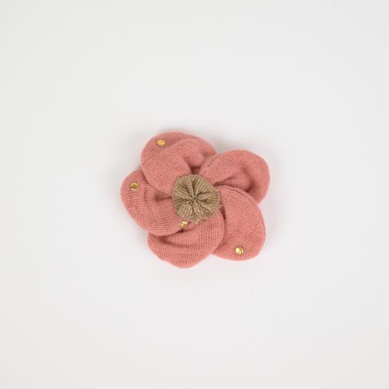Mini Flower petal hair slide gaze pois or rose thé