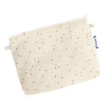 Tiny coton clutch bag gaze pois or écru