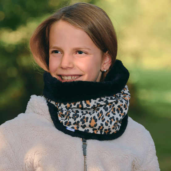Children fur scarf snood leopard