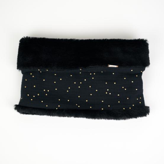 Children fur scarf snood gaze pois or noir