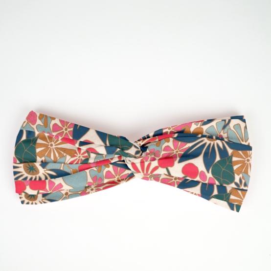 crossed headband cerise en fleur