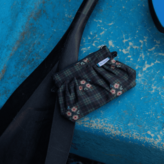 Mini Pleated clutch bag tartan fleuri