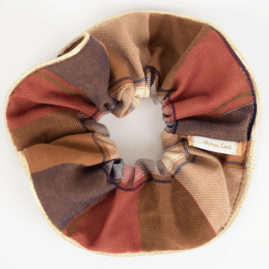 Large Piping Scrunchie ruby lurex tartan