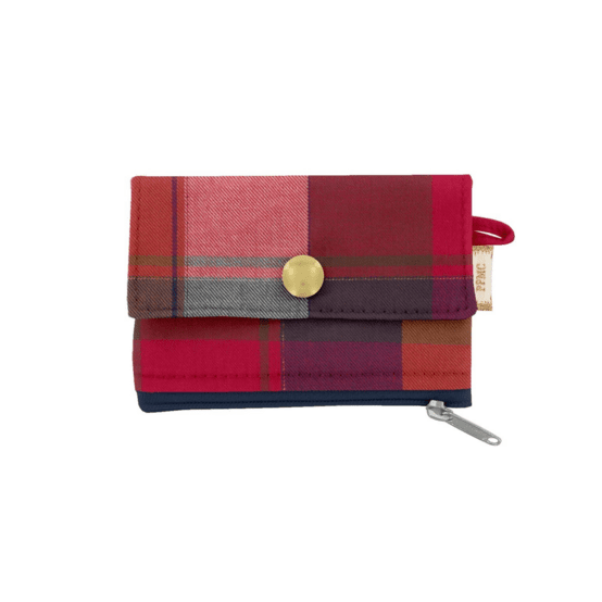 Mini coin purse pouch ruby lurex tartan