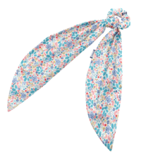 Long tail scrunchie champêtre bleuté