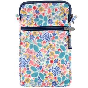 Quilted phone pocket champêtre bleuté