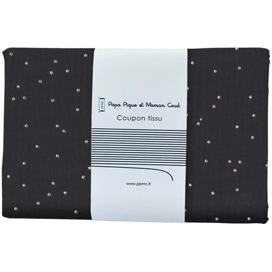 1 m fabric coupon gaze pois or noir