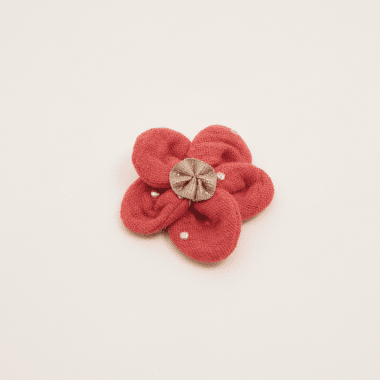 Mini Flower petal hair slide marsala gold double gauze