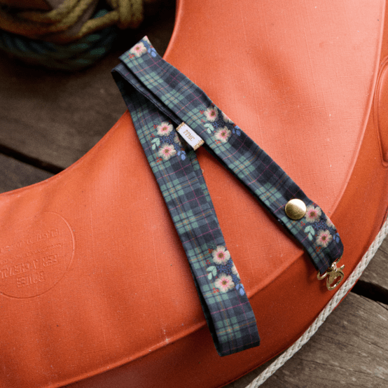 Lanyard necklace tartan fleuri
