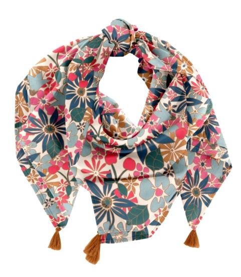 Pom pom scarf cerise en fleur