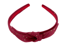 bow headband gaze pois or grenat